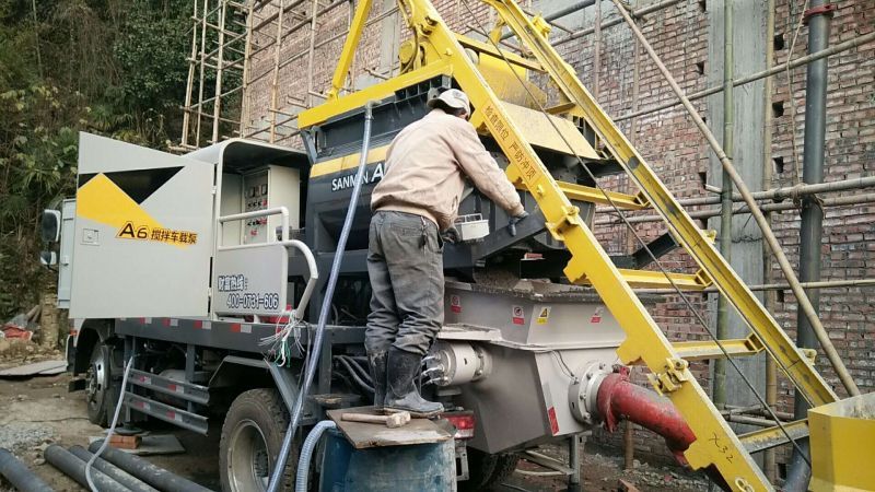 三民重科攪拌車載泵，“中彩路”建設(shè)的神秘武器